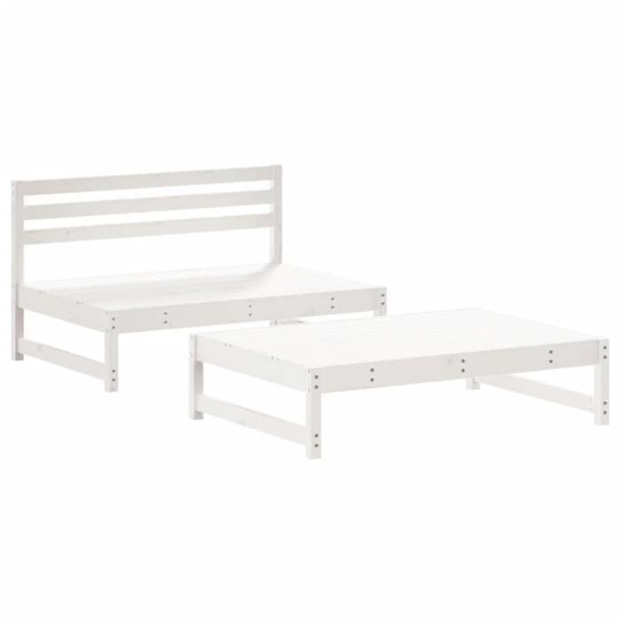 VidaXL Salon de Jardin avec Coussins 2 pcs, Canapé avec Dossier, Ensemble de Meubles avec Table Basse Patio Terrasse, Blanc 3186103