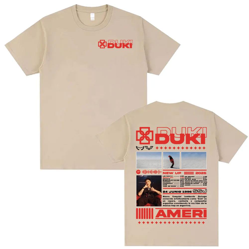 Rap Singer DUKI SSJ Ameri 2025 Tour Merch Harajuku 2025 Summer Mens Womens Casual Fashion Y2K Pure Cotton Tshirt