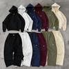 Unisex Heavyweight Hooded Sweatshirt Pants Set Geometric Print Streetwear Hip Hop Casual Outfit