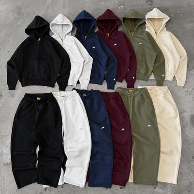 Conjunto de Sudadera con Capucha y Pantalones Pesados Unisex Estampado Geométrico Streetwear Hip Hop Atuendo Casual