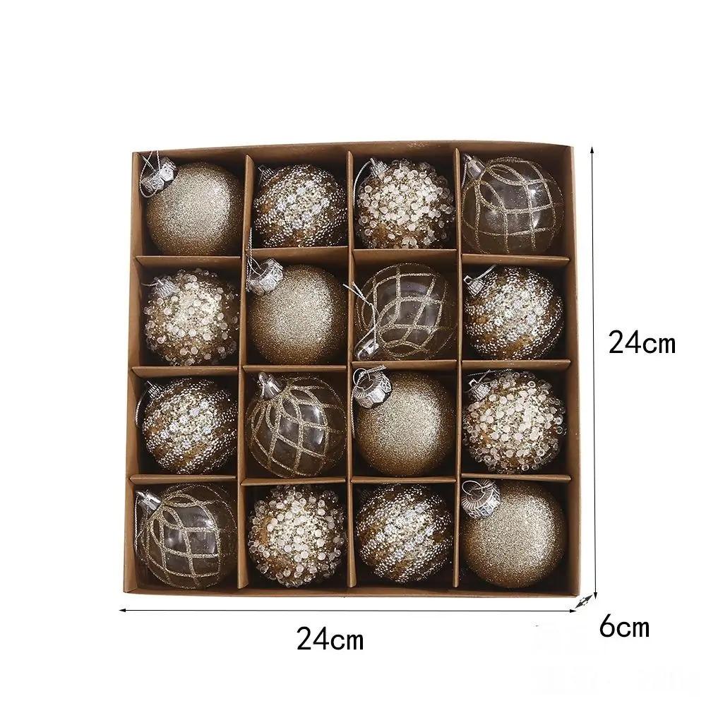 16pcs Foam Christmas Hanging Balls Set Sparkling Merry Christmas Decor Home Decoration
