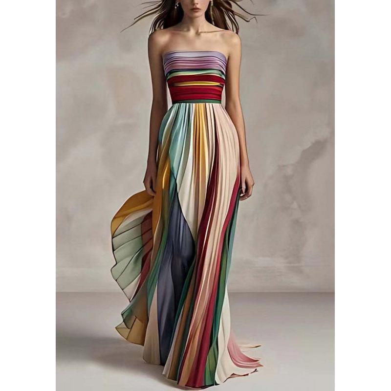 

2026 Strapless Colorful Print Evening Gown - Sexy European & American Style Extra Large