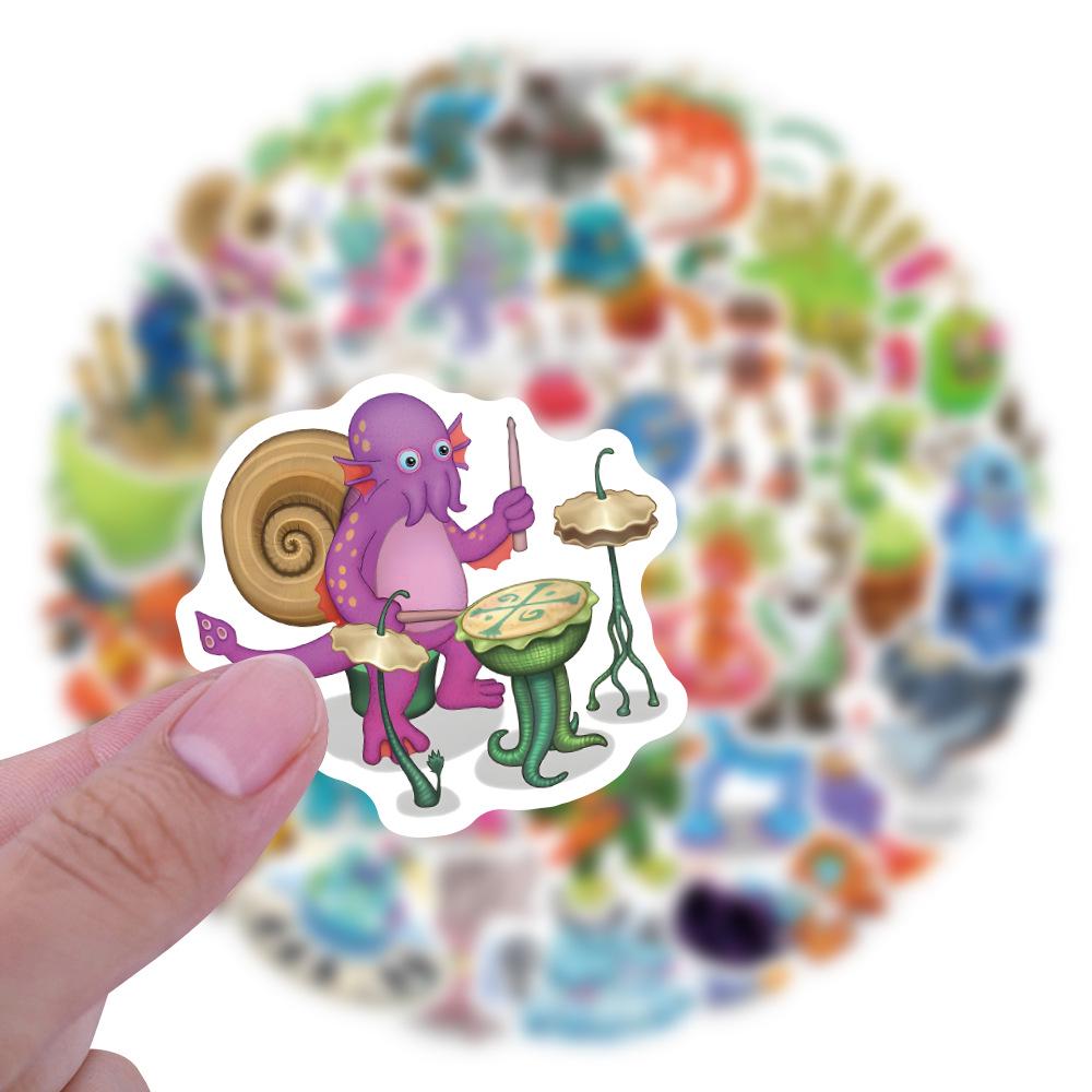 60 Cartoon Monster Musician Graffiti Stickers for Kids - DIY Decoration for Suitcases & Guitars