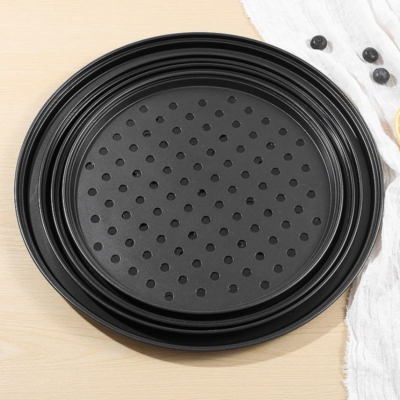 1Pcs Pizza Pans For Oven Round Pizza Pan With Holes Pizza Tray For Oven Baking Carbon Steel Pizza Oven Accessories Kitchen Tools