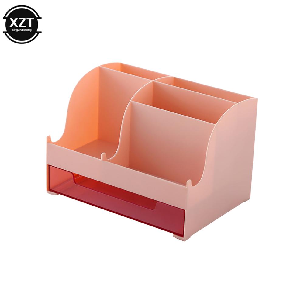 

4 цвета Настольный органайзер Большая вместимость Настольные аксессуары Подставка для ручек с выдвижным ящиком Коробка для хранения карандашей Школьные Офисные Канцелярские товары Новые розовый