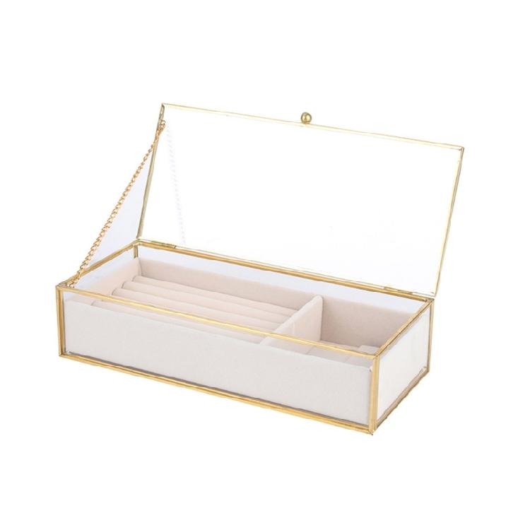 

Glass Jewelry Storage Box with Plush Dividers to Protect and Organize Delicate Trinkets Jewelry Storage Solution 1