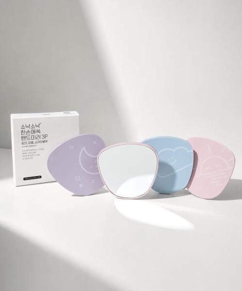 Sonaksonak Domestic Handy Hand Mirror Pink Purple Sky Blue 3p