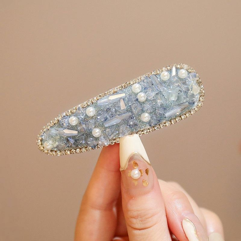 Stylish And Simple Full Diamond Geometric Hairpin, High-End Temperament Side Clip Bb Clip, Versatile Bangs Clip, Hairpin, Hair Accessories