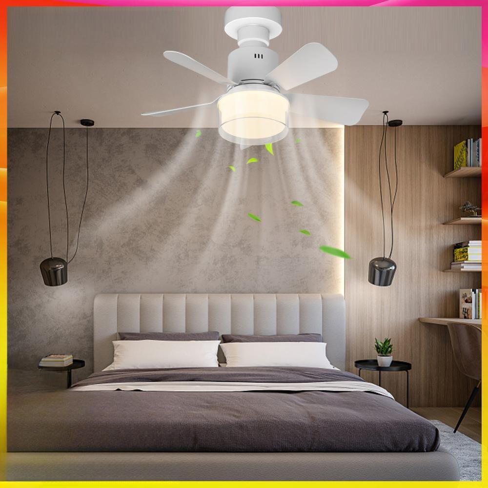 Three Wind Speed Electric Ceiling Fan Light E27 Socket Fan Lamp Living Room Bedroom Dimmable RGB Lighting Ceiling Fan