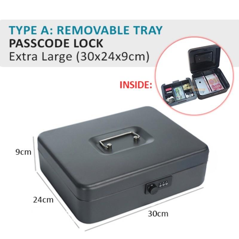 Key Lock / Removable Tray Safe Piggy Bank Shop Supermarket Money Storage Cabinet Passcode Lock Cash Cashier Box