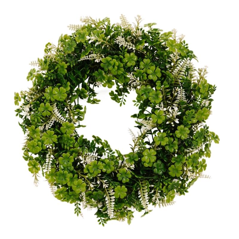 Elegant Shamrocks Wreath featurings Four Clovers And Green Foliages .  s Celebrations Indoor Use 1 зелёный