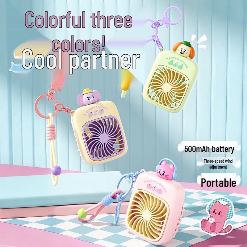 Dopamine Cartoon USB Rechargeable Silent Mini Handheld Fan with Long Battery Life