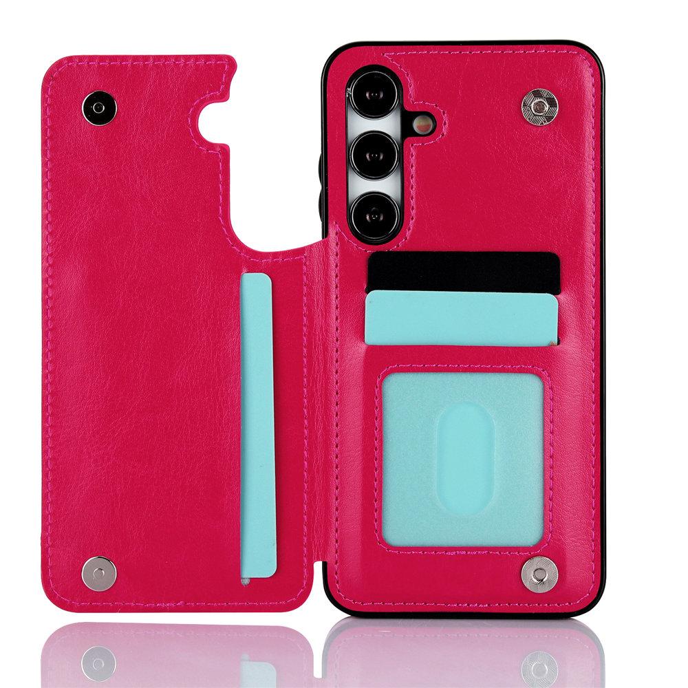 Portfel z podwójnym guzikiem, slotem na karty, podstawką, klapką, skórzane etui do Samsung Galaxy A16 A35 A55 A15 A54 A14 A13 A73 A53 A33 A32 A12 A52