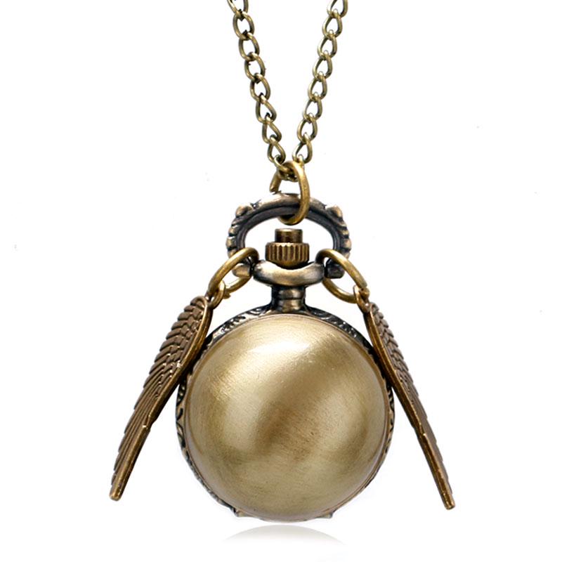 Cheap Small Bronze Ball with Wings Quartz Necklace Pocket Watch Joom