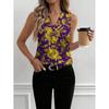 Womens Vintage Floral Print Sleeveless V-Neck Top Comfortable Casual Blouse Soft Cotton-Like Fabric 2025