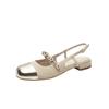 Giant soft French sweet Mary Jane bag head sandals women's summer new small fragrant wind pearl chain flat shoes