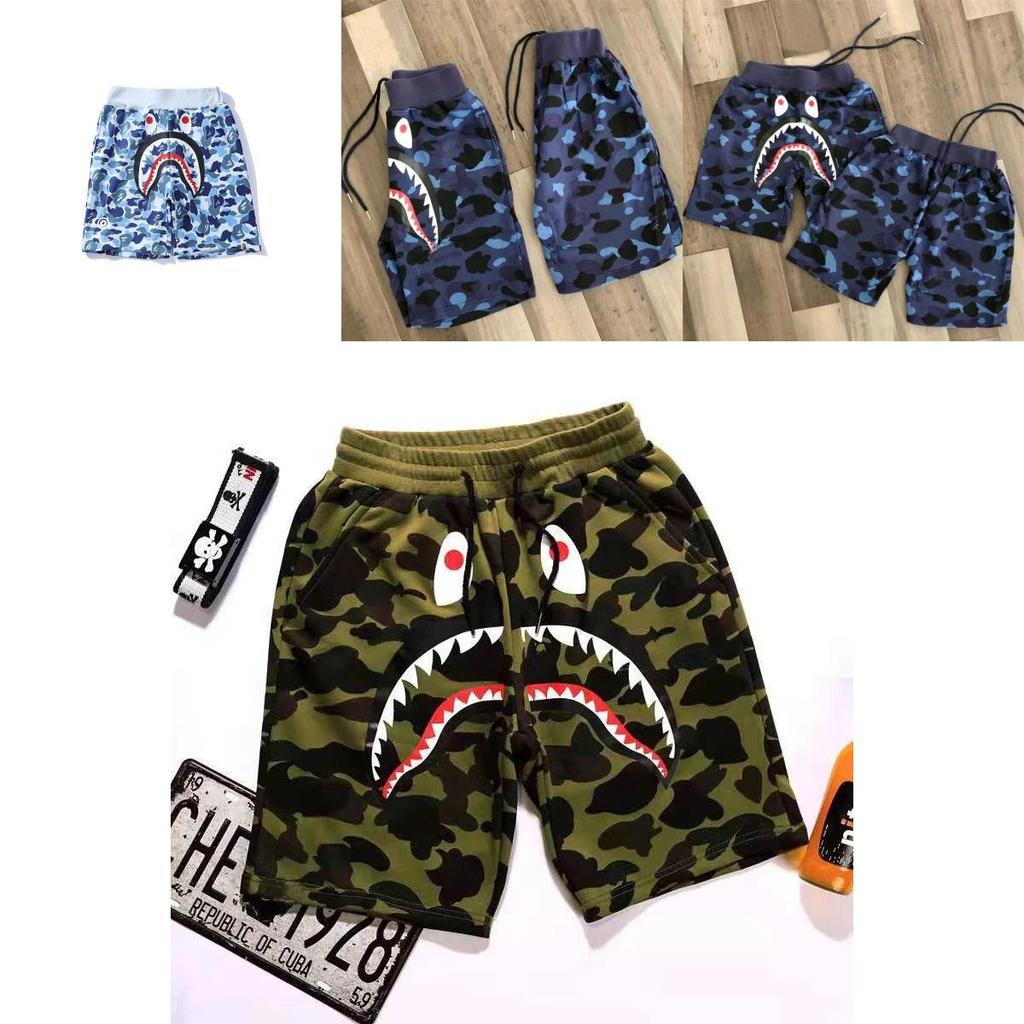 Pantaloncini in Cotone Stampati con Testa di Squalo Mimetica per Uomo Look Casual Estivo**