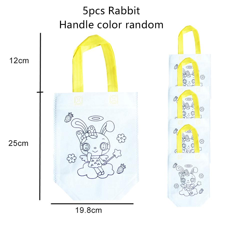 5pcs Graffiti Bag Non Woven Kids Drawing Manual DIY Coloring Environment Protection Children Painting Puzzle Toys Handbag TMZ