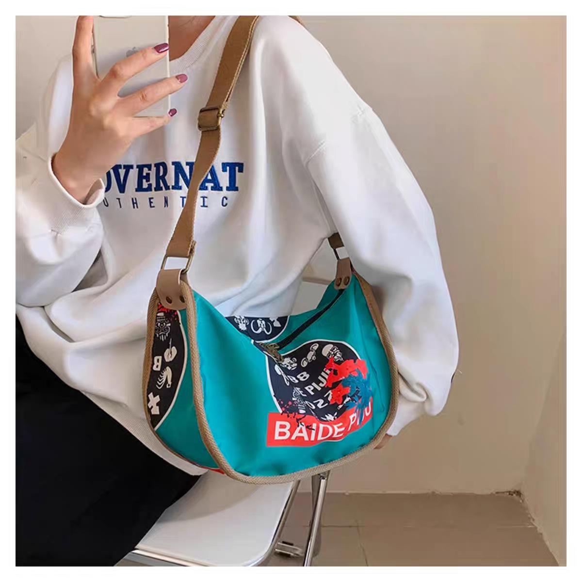 Oxford Cloth Bag Women s Fashionable Cross-body All-matching Shoulder Wide Strap Casual 35x12x23
