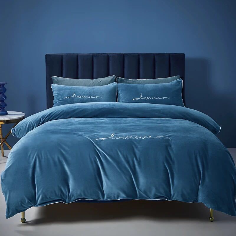 4pcs/set Plus Velvet Thick Warm Quilt Cover Autumn and Winter Milk Velvet Bed Linen Bedroom Bedding