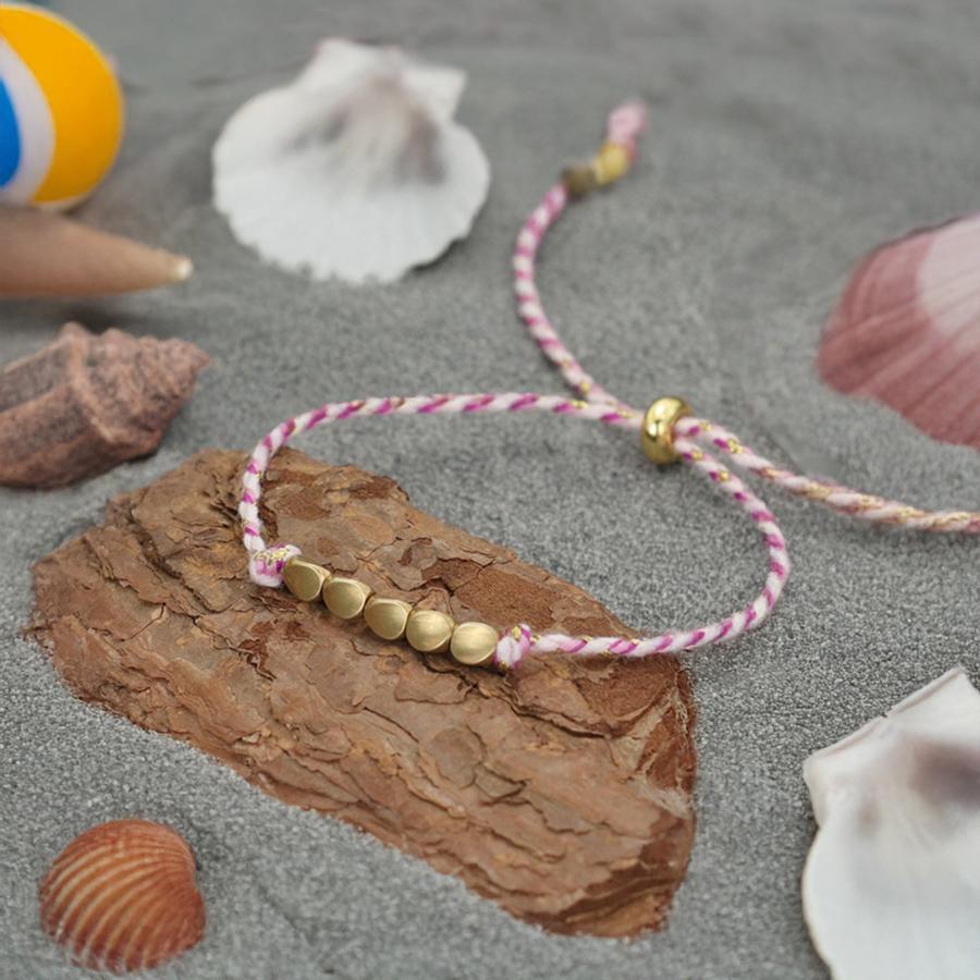 

Bohemian Women String Bracelet Adjustable 3 Colors Beach Leisure Versatile Accessories Irregular Gold Color Beads Charm Braslet розовый