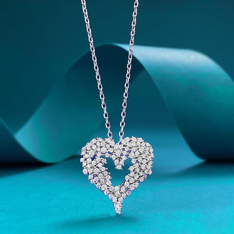 

Queen Heart Lab Moissanite Diamond Pendant Real Sterling Silver Wedding Chocker Necklace for Women Engagement Jewelry серебряный