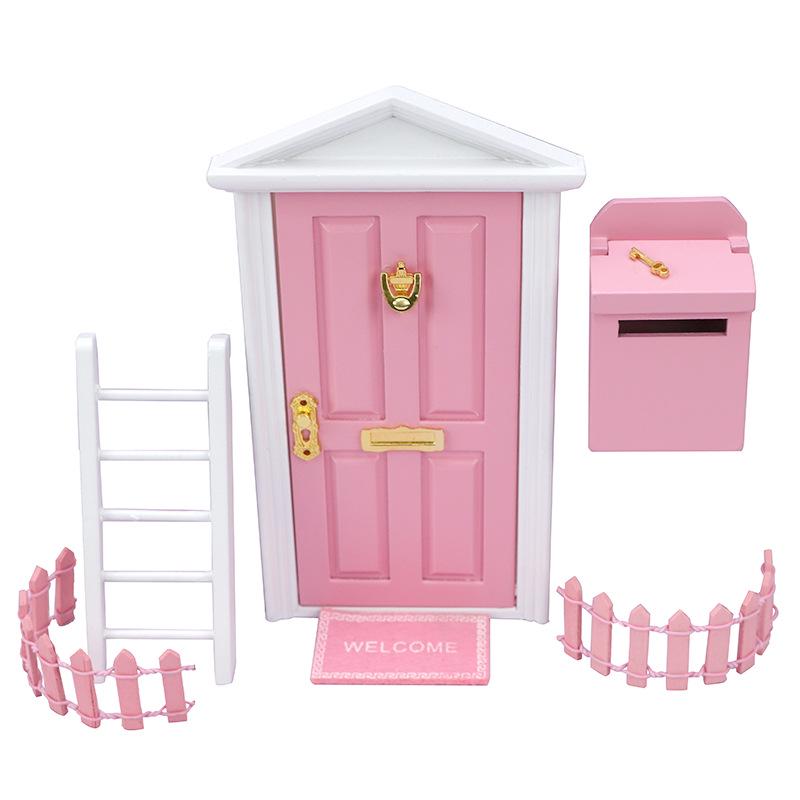1:12 Mini Dollhouse Furniture Set - Wooden Door, Ladder, Fence, Mailbox Accessories for OB11 Dolls