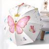 Butterfly Princess Automatic Folding Umbrella  8 Ribs, Durable Iron Frame, Bright Color Pattern Compact Travel Umbrella, Suitable for Outdoo