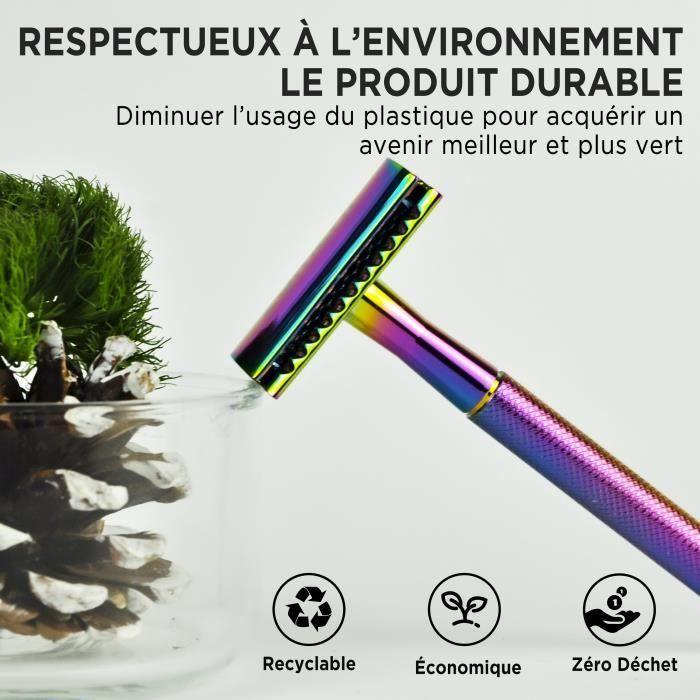 Rasoir de Sécurité à Double Tranche - ZOMCHI - Métal Arc-en-ciel - Cadeau Unique - Pour Femme - Mixte