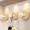 Beech Wood Suction Cup Hook, Punch-Free Vacuum Adhesion for Bathroom, Toilet, Clothes, or Hats