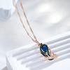 Blue Natural Zircon Pendant Necklace For Women  Rose Gold And Black Plating Vintage Crystal Leaf Daily Fine Jewelry