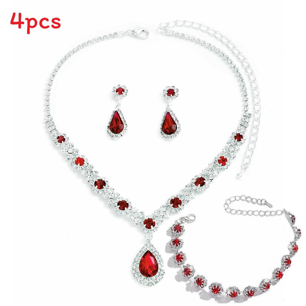 Water Drop Bridal Jewelry Set With Rhinestone Earrings And Necklace For Elegant Wedding Accessories
