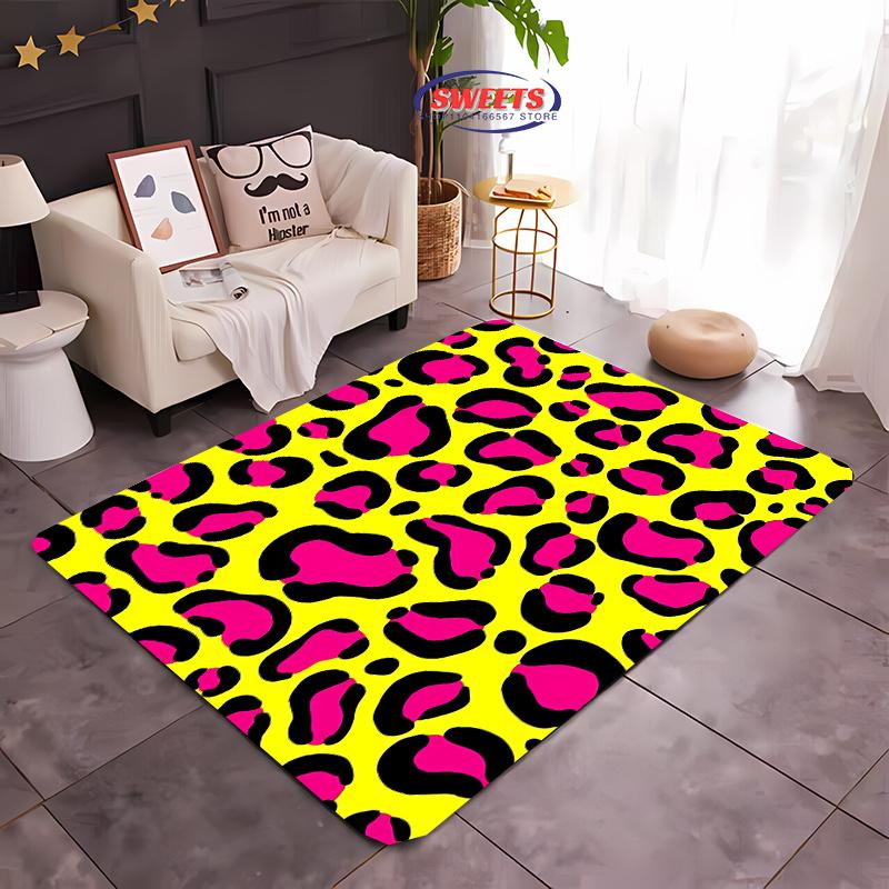 17 Style Colorful Leopard Printed Carpet Rug for Bedroom Living Room Home Sofa Decor, Kids Play Non-Slip Decor Durable Mats Gift