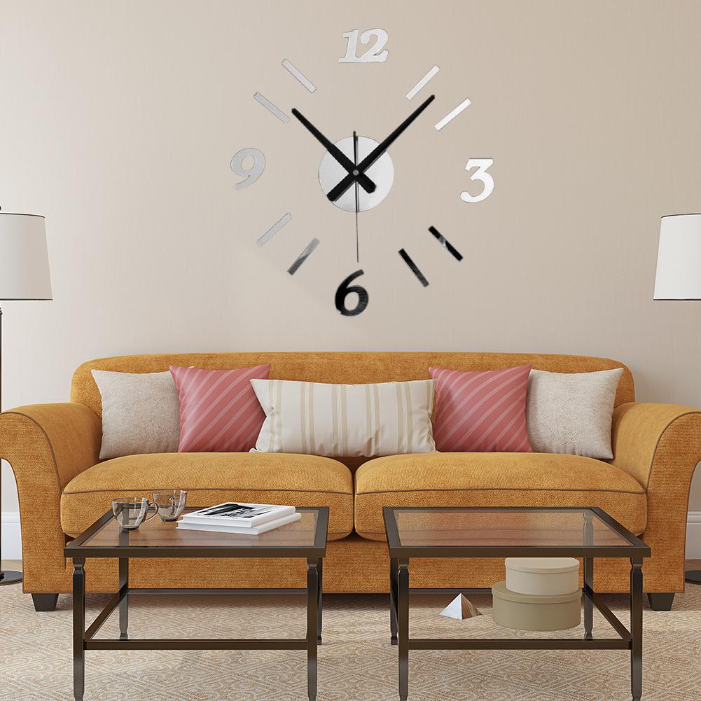 DIY 3D Acrylic Mirror Wall Clock Creative Wall Stickers Europe Quartz Living Room Clock Home Decoration High Quality