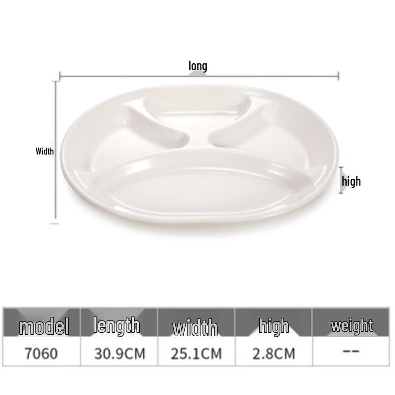 Commercial Melamine Four-Compartment Oval Plate