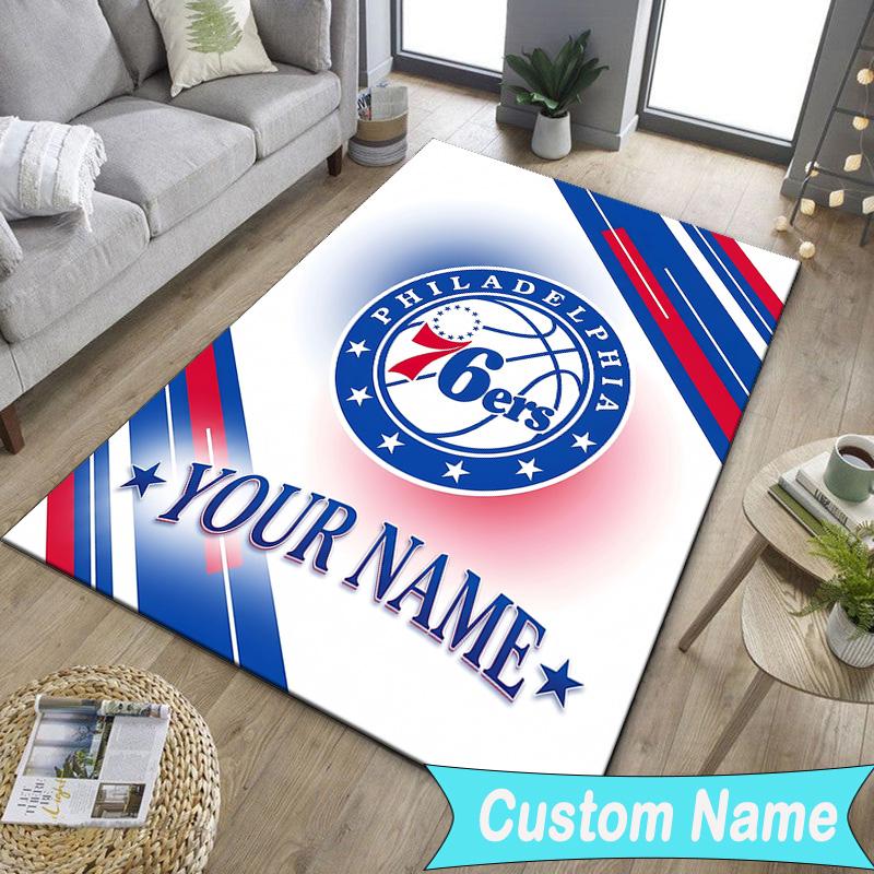 Custom NamePhiladelphia Basketball Team Carpet, Indoor Rug, Chair Rug, Living Rooms, Doormat Made From Polyester Home Decor Birthday Christmas Gifts