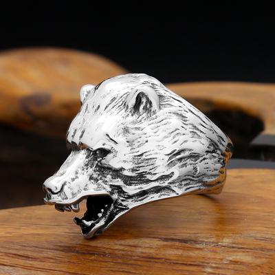 Vintage Mode Noorse Beer Ring Voor Mannen Vrouwen Roestvrij Staal Viking Dierenring Unieke Amulet Sieraden Cadeaus Dropshipping