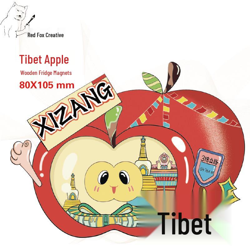 Tibet Wooden Scenic Magnet: Cultural & Creative Souvenir