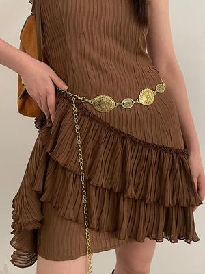 1 Piece Set of Waist Chain Accessories for Women's Retro Bohemian Ethnic Style High-end Silver Metal Chain Belt with Skirt Belt