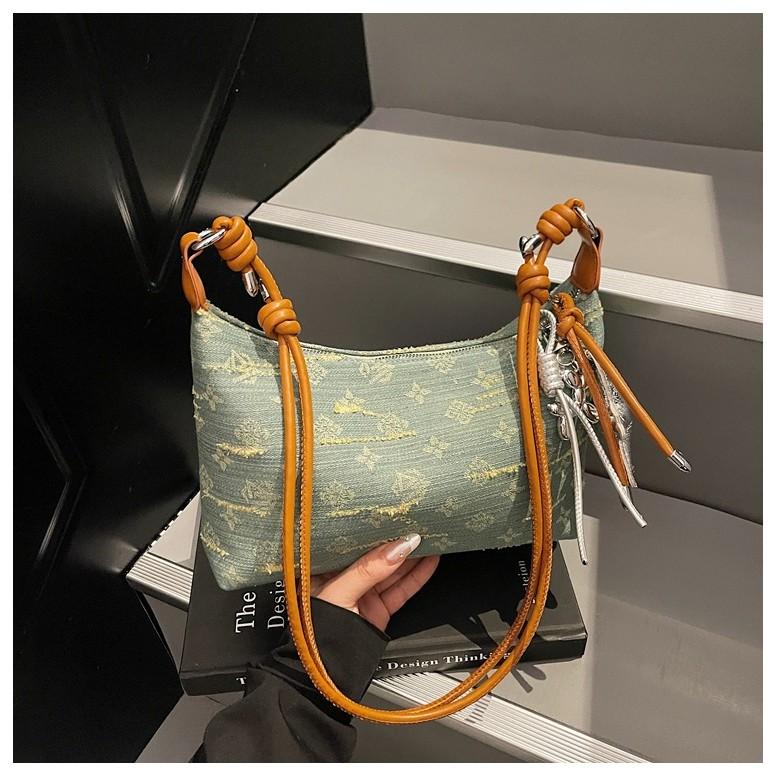 IELGY Ladies Messenger Bag Denim Large Capacity Summer All-Match Casual Underarm Dumpling Bag