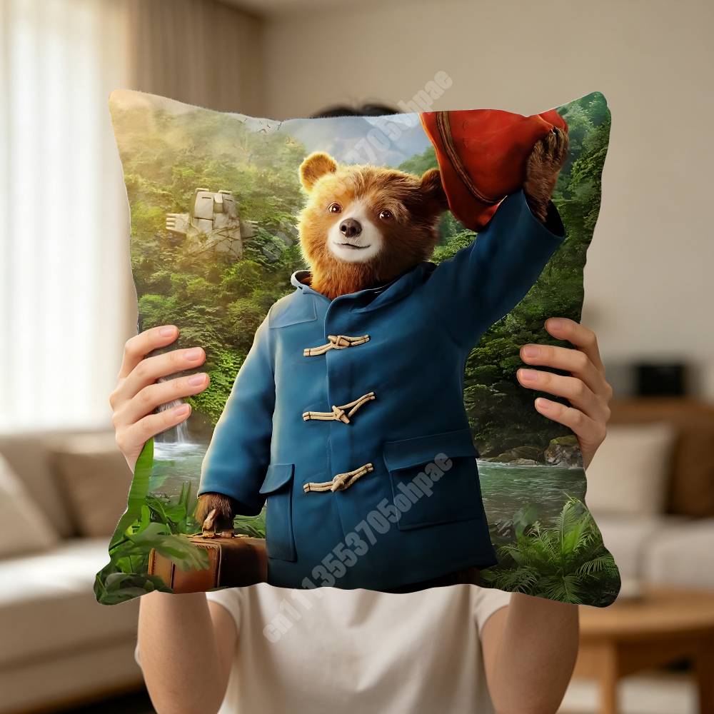 PPaddingtonS Bear Movie Pillow Cover Sofa Couch Cushion Case Creative Workspace Accent Home Decor
