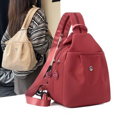 2025 Autumn Women's Oxford Cloth Bag: Versatile Solid Color Backpack & Chest Bag
