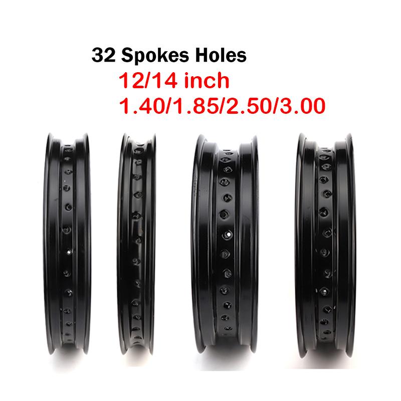 Aluminum Alloy Motorcycle Wheel Rims 12/14 Inch 32-Hole Spoke Front & Rear Wheels Compatible with Various Motorbikes