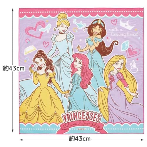 Skater Kids' Lunch Cloth, 43x43cm, Made in Japan, Disney Princess, 24, KB4-A
