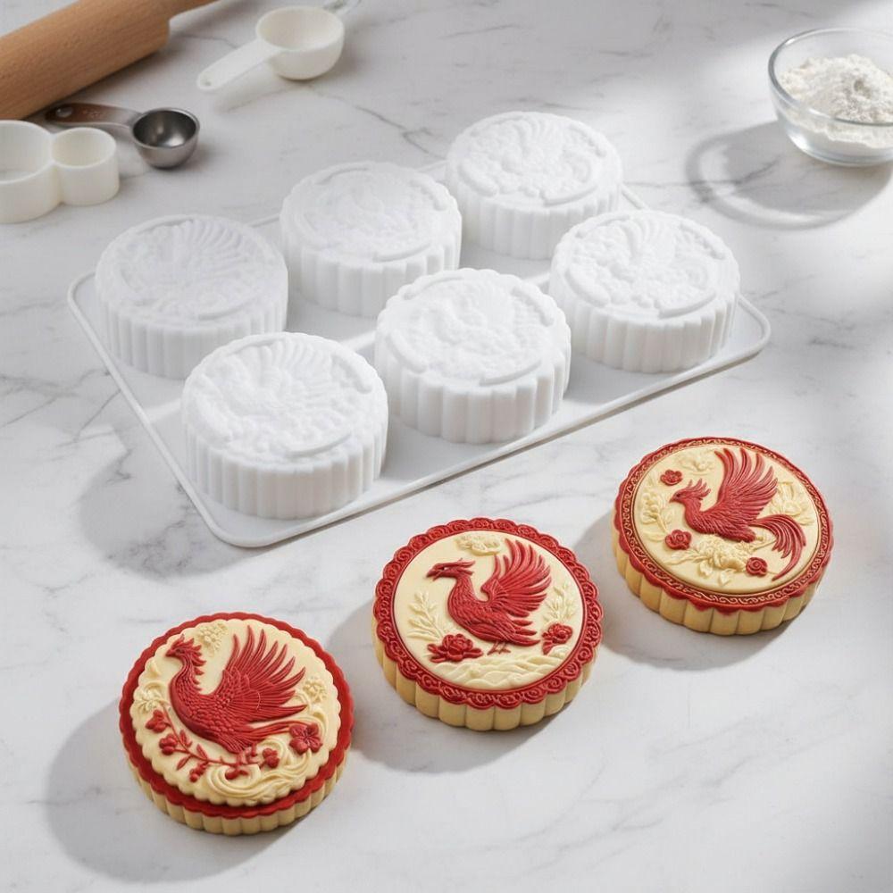 Silicone Auspicious Clouds Mooncake Mold 6 Cavities Mung Bean Cake Mold Soap Mold  Kitchen