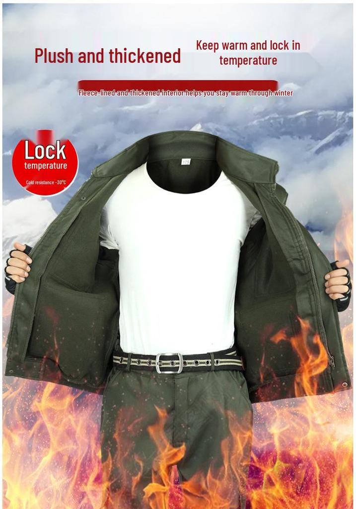 Men's Thickened Camouflage Workwear Set: Velvet-Lined, Cold-Resistant, Wear-Resistant for Welding & Auto Repair