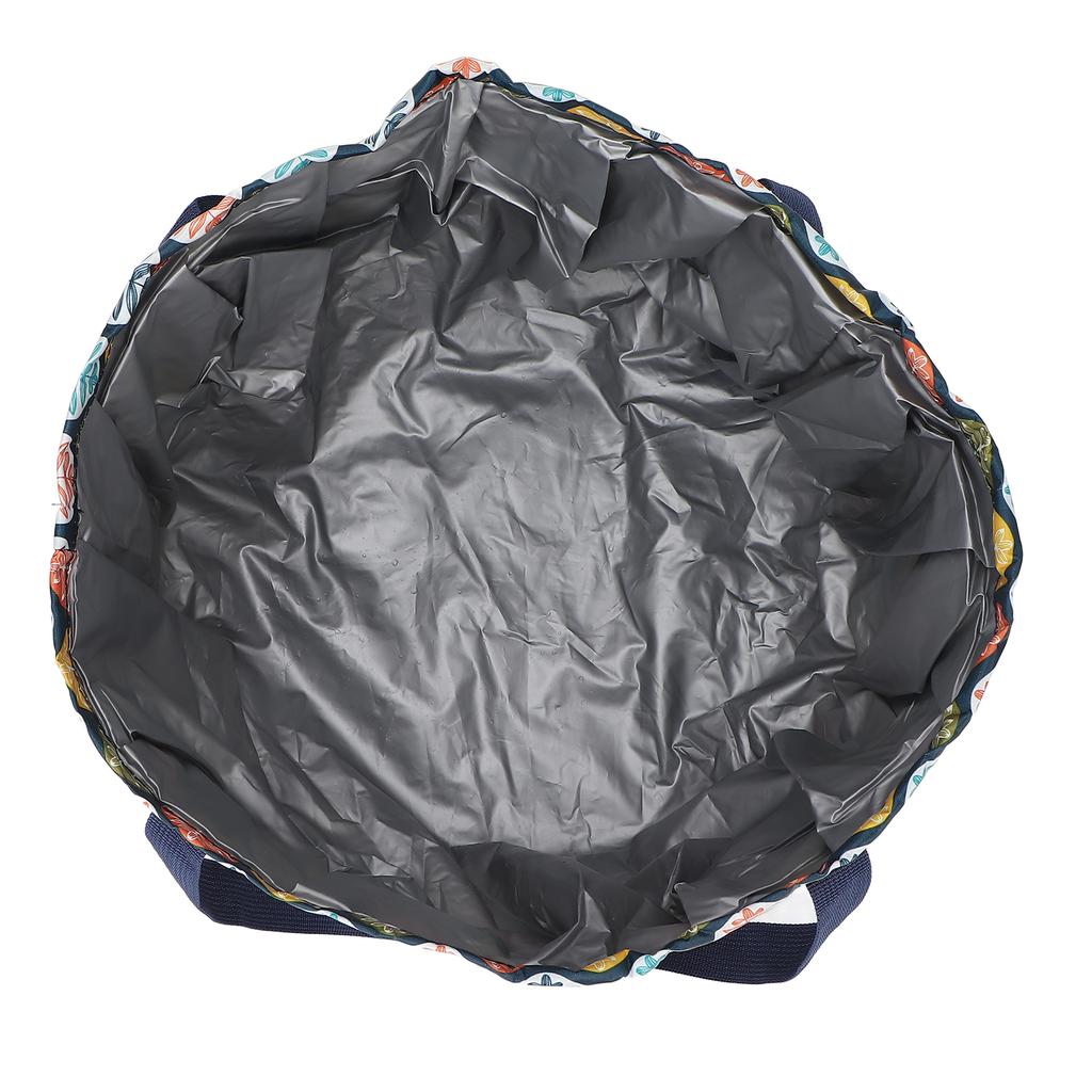 Collapsible Foot Soaking Basin Polyester Waterproof Handle Rope Foot Bath Water Bucket 21L Large Leaf Pattern