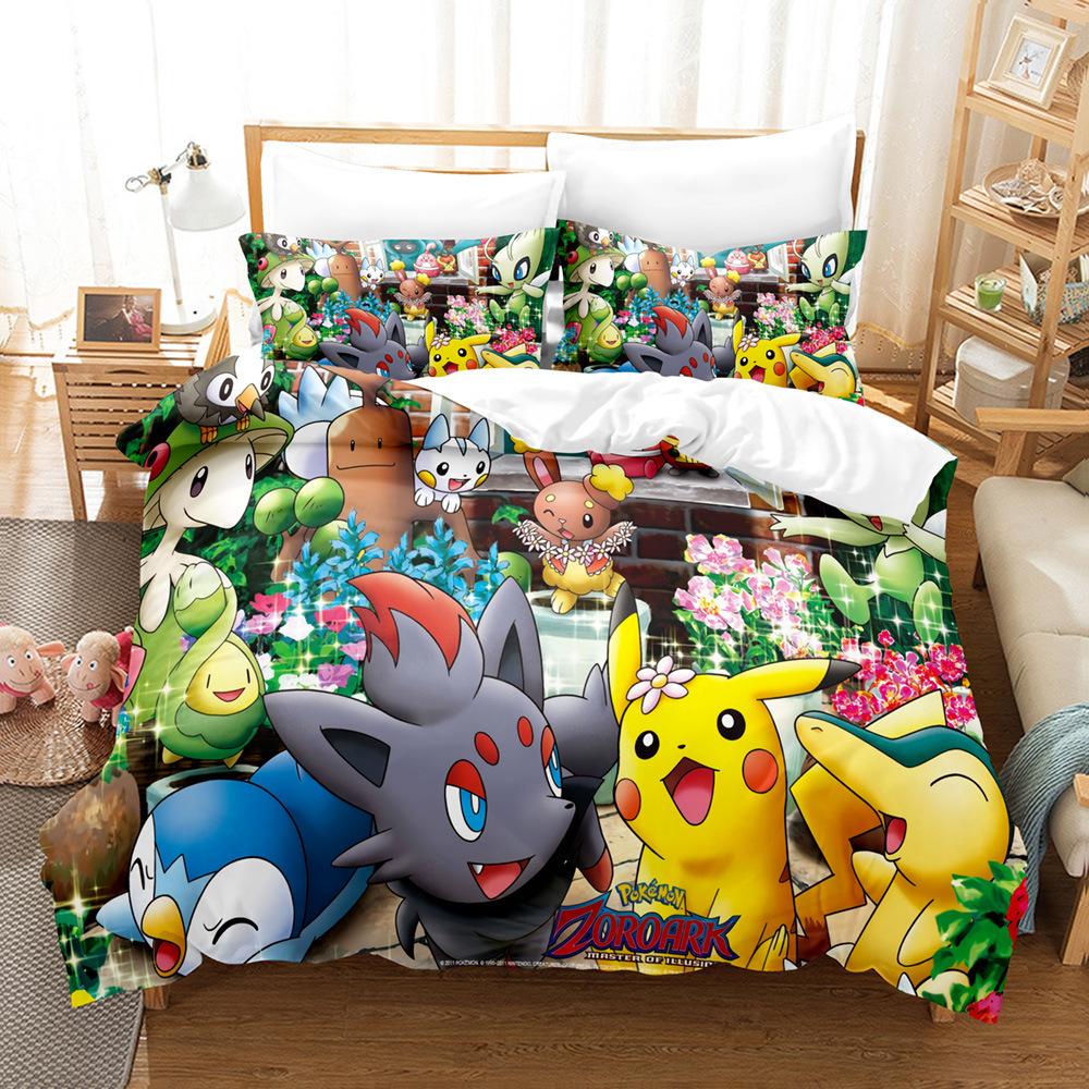 High Definition Animation Digital Baby 3D Digital Printing Three-Piece Quilt Cover Home Textile Bed Sheet Kit