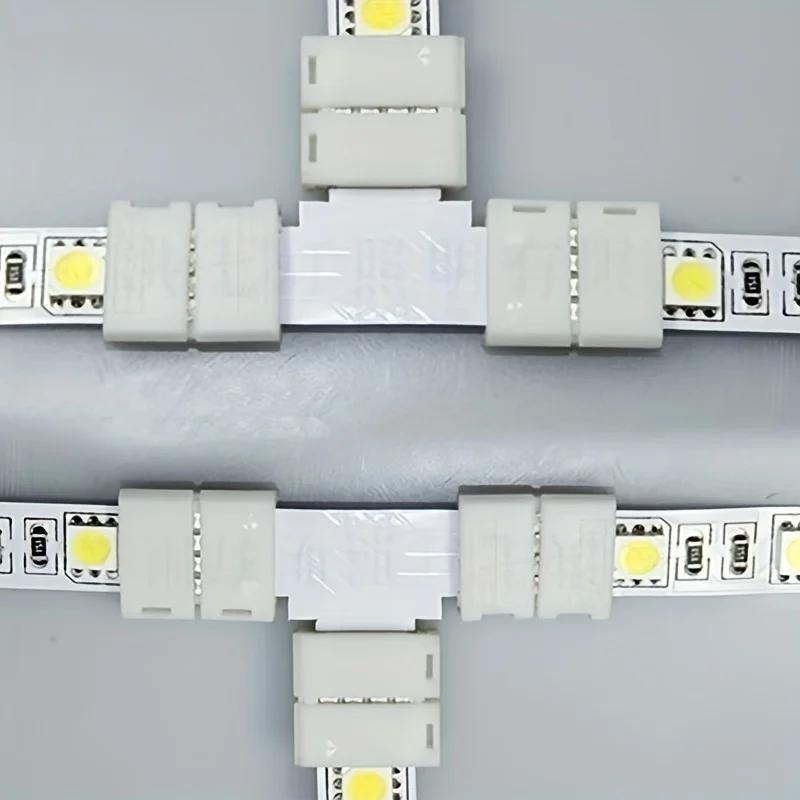 10pcs LED Strip Connector 8mm 10mm 2 Pin 4 Pin 3528 5050 RGB Single Color Solderless PCB Board Wire Free Welding Connectors