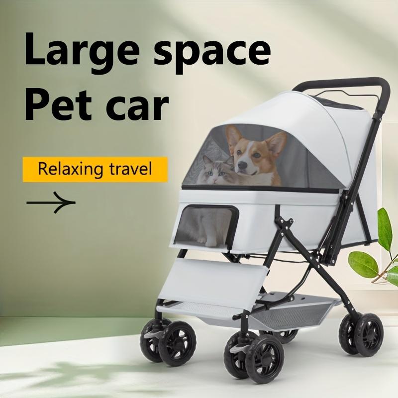 Custom 4 Wheels Pet Travel Trolley Dog Jogger Stroller With Cup Holder And Storage Basket Pet Pushchair For Small Medium Cats Do